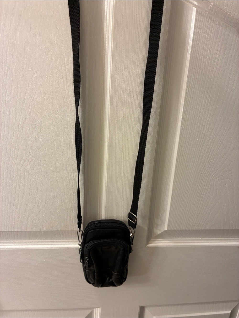 Unisex Black Crossbody Mini Pouch - Adjustable Strap